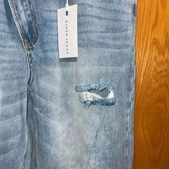 Women’s RISEN DENIM JEANS CROSS OVER DETAIL HIGH RISE WIDE STRAIGHT LEG 13/31W - Picture 7 of 14